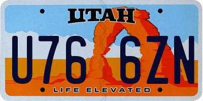 UT license plate U766ZN