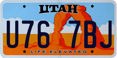 UT license plate U767BJ