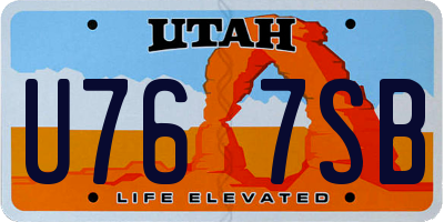 UT license plate U767SB