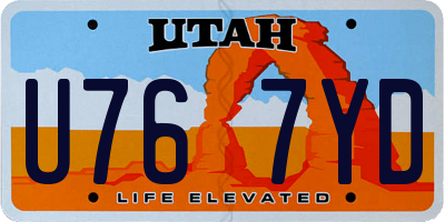 UT license plate U767YD