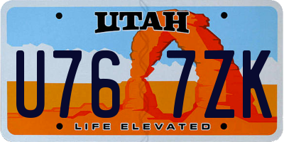 UT license plate U767ZK