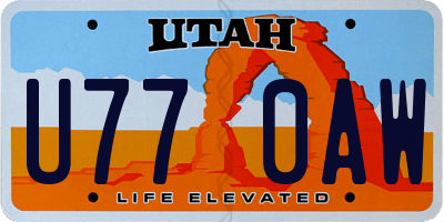 UT license plate U770AW