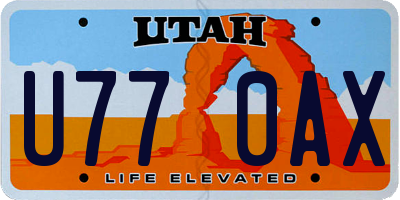 UT license plate U770AX