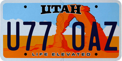 UT license plate U770AZ