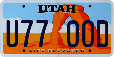 UT license plate U770OD