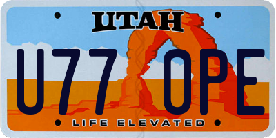 UT license plate U770PE
