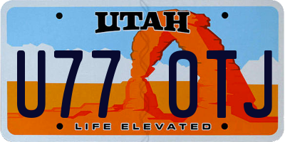 UT license plate U770TJ