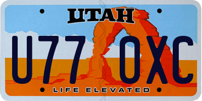 UT license plate U770XC