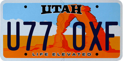 UT license plate U770XF