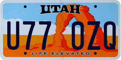 UT license plate U770ZQ