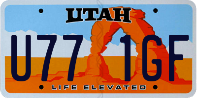 UT license plate U771GF