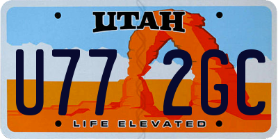 UT license plate U772GC