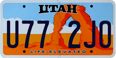 UT license plate U772JO