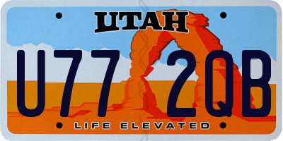 UT license plate U772QB