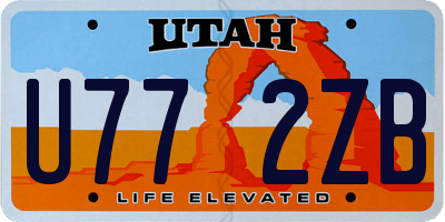 UT license plate U772ZB