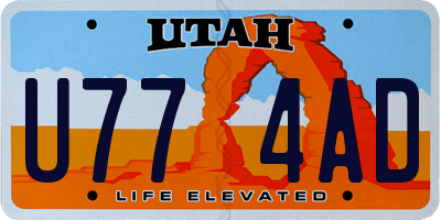 UT license plate U774AD