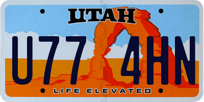 UT license plate U774HN