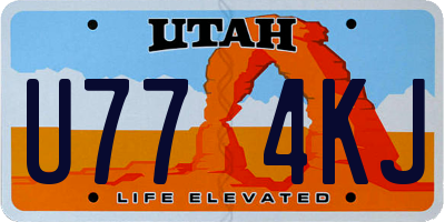 UT license plate U774KJ