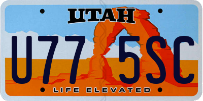 UT license plate U775SC