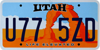 UT license plate U775ZD