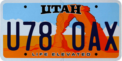 UT license plate U780AX