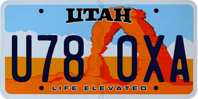 UT license plate U780XA