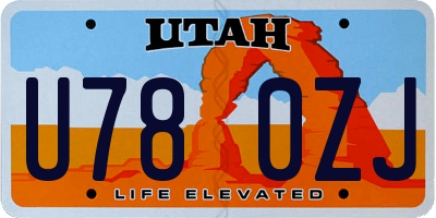 UT license plate U780ZJ