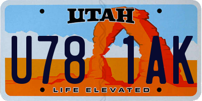 UT license plate U781AK