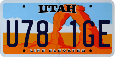 UT license plate U781GE