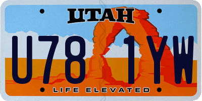 UT license plate U781YW