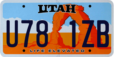 UT license plate U781ZB