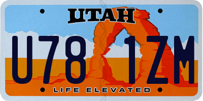 UT license plate U781ZM