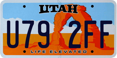 UT license plate U792FF