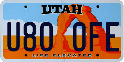 UT license plate U800FE