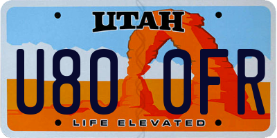 UT license plate U800FR
