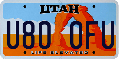UT license plate U800FU
