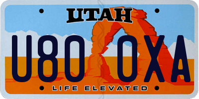 UT license plate U800XA