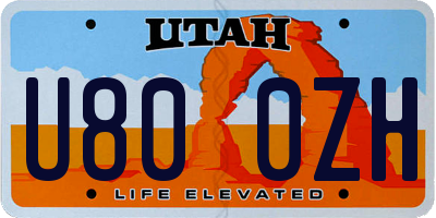 UT license plate U800ZH