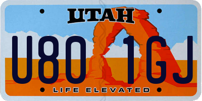 UT license plate U801GJ