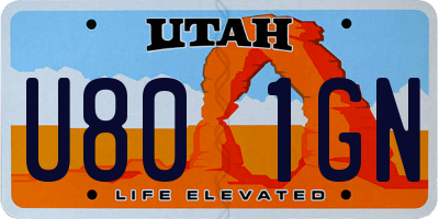 UT license plate U801GN