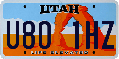 UT license plate U801HZ