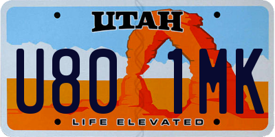 UT license plate U801MK