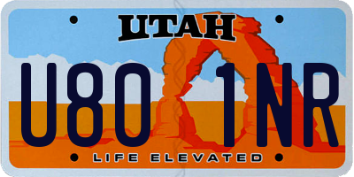 UT license plate U801NR