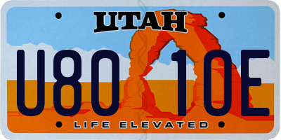 UT license plate U801OE