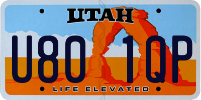 UT license plate U801QP