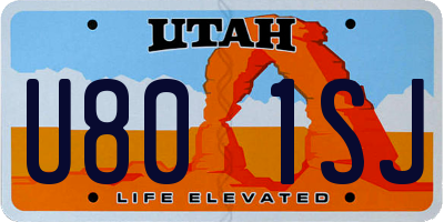 UT license plate U801SJ
