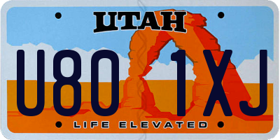 UT license plate U801XJ
