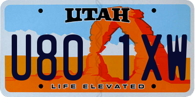 UT license plate U801XW