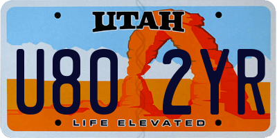 UT license plate U802YR