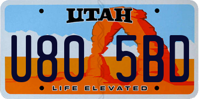 UT license plate U805BD